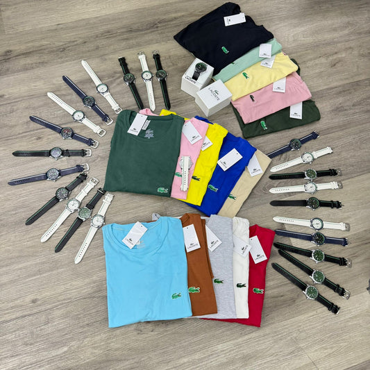 COMBO 2X1 RELOJ + CAMISETA LACOSTE