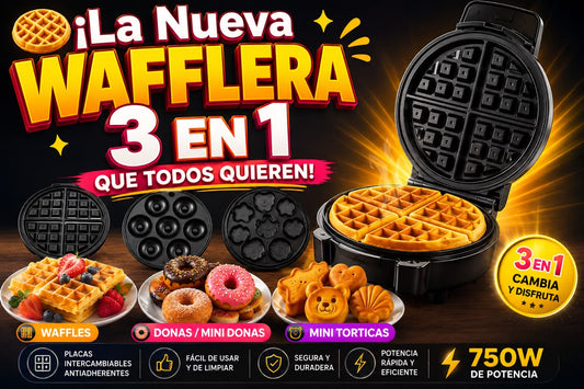¡La Nueva Wafflera 3 en 1 que Todos Quieren!